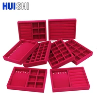 soft red color handmade diy jewelry organizer drawer jewellery box earring ring holder necklaces pendants bracelets watches tray