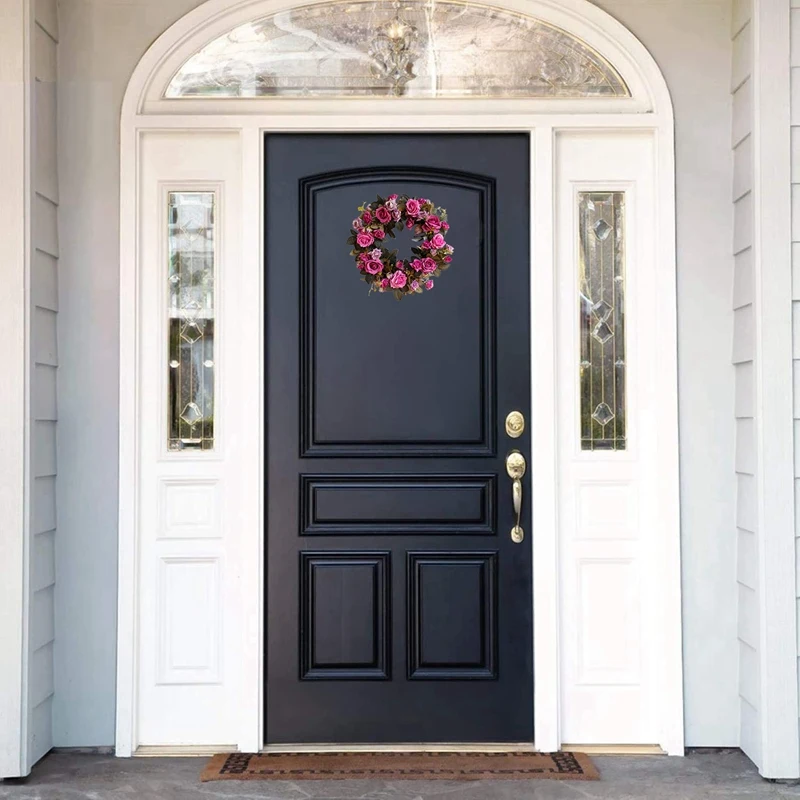 

Wreath Artificial Purple Rose Flower Wreath Spring Wreath for Front Door Wall Window Wedding Party Farmhouse Home Decor