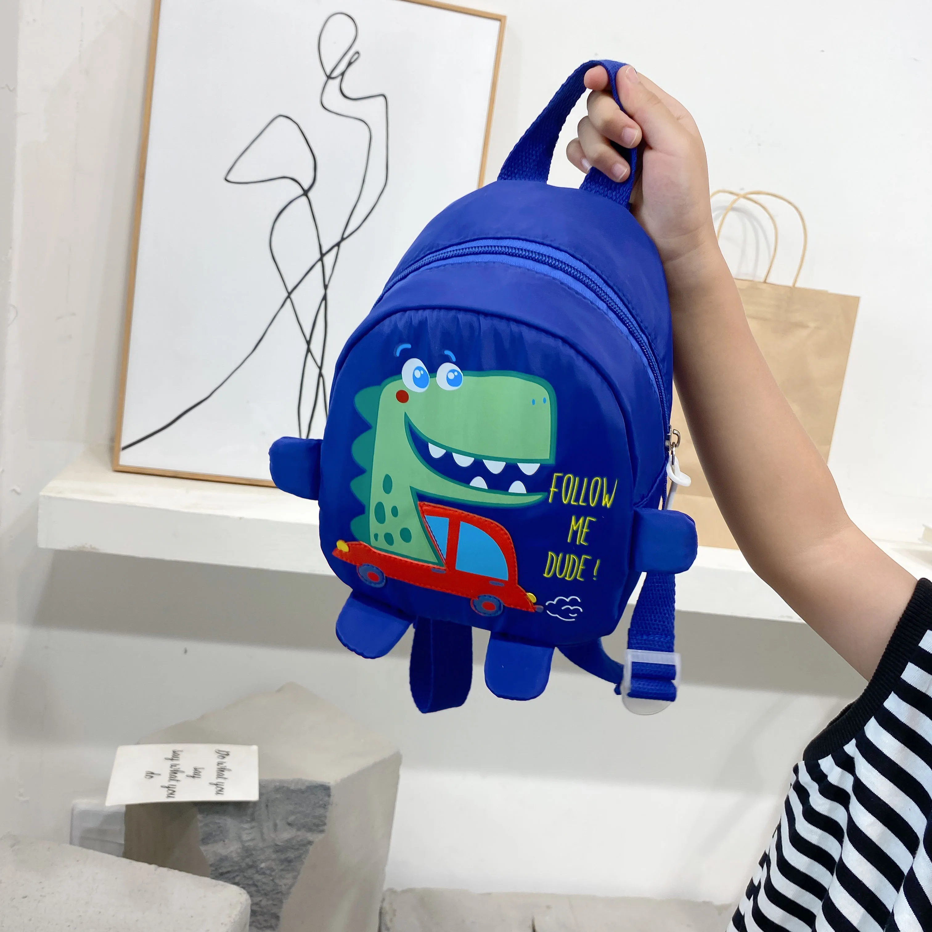 

Cartoon Nylon Small Backpack for Kids Anti-lost Baby Little Dinosaur Pattern Backpack Children School Bags Girl Boy Backpacks