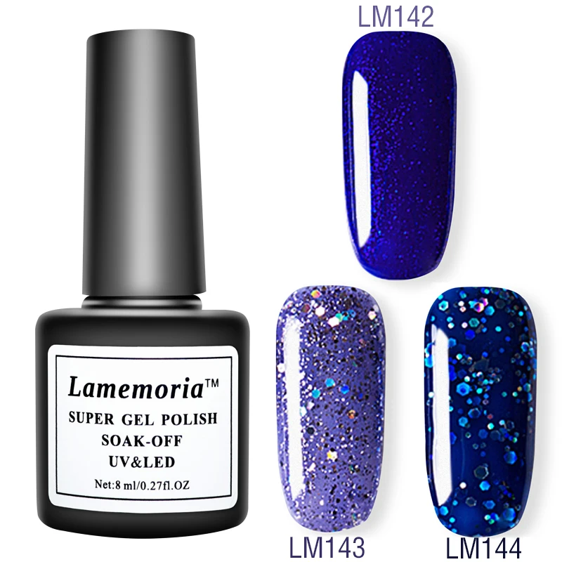 3 бутылки Блестящий Гель лак для ногтей 8 мл отмачиваемый УФ маникюра наращивание