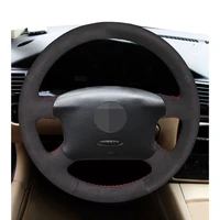 black suede hand stitched diy car steering wheel cover for volkswagen golf 4 1998 2004 vw passat b5 1996 2005
