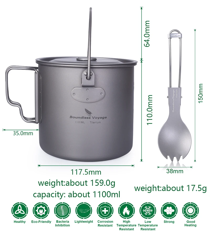 Складная титановая туристическая деревянная плита Boundless Voyage портативная