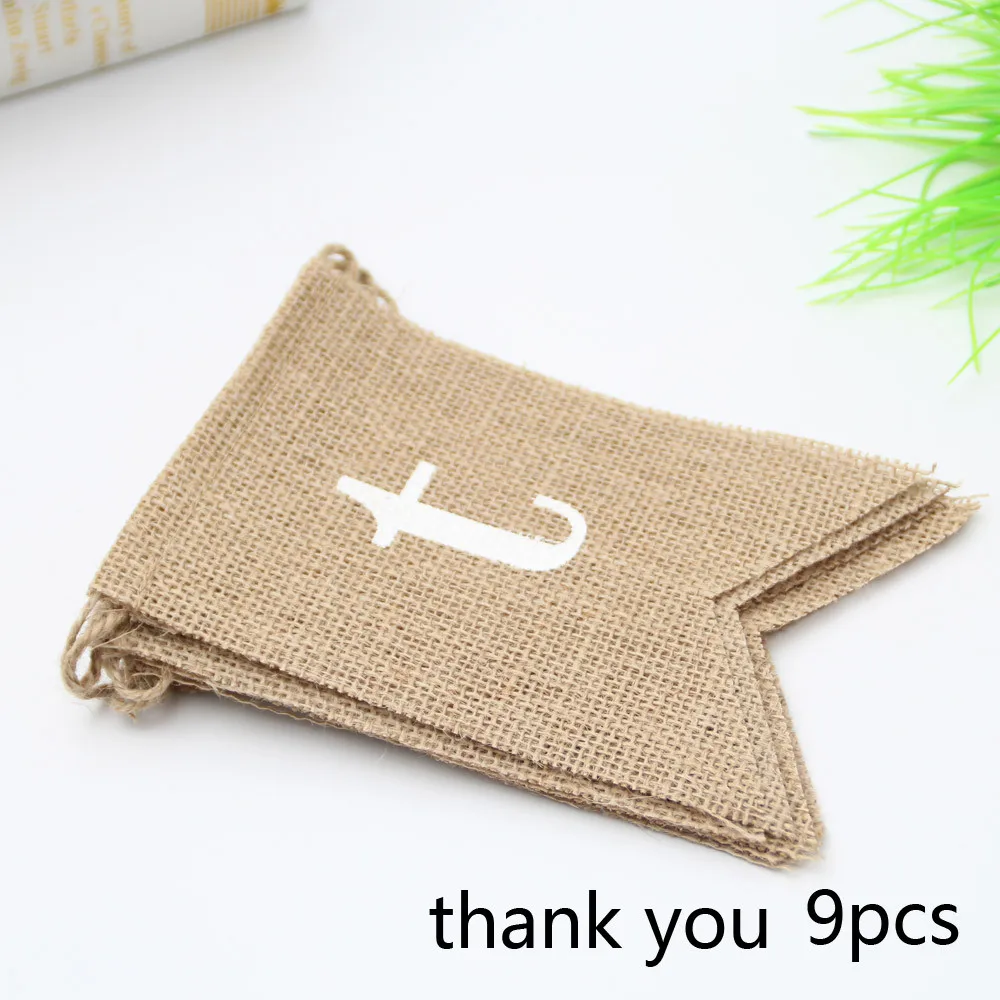Thank You Jute Burlap Banner with Heart Baby Shower Birthday Party Wedding Retirement Graduation Bunting Garland Decoration | Дом и сад