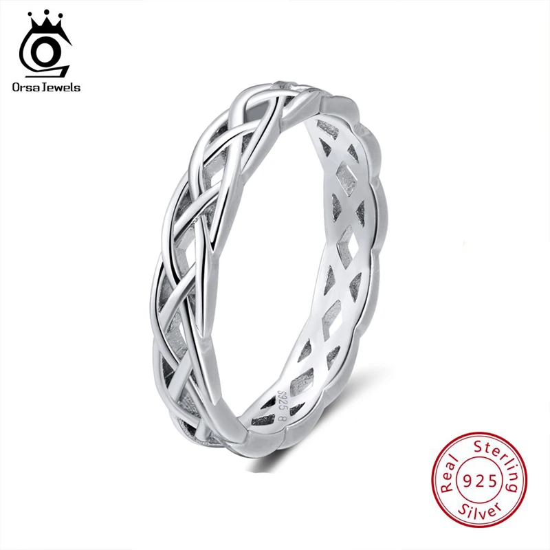 Женское витое кольцо ORSA JEWELS обручальное из стерлингового серебра 925 пробы с