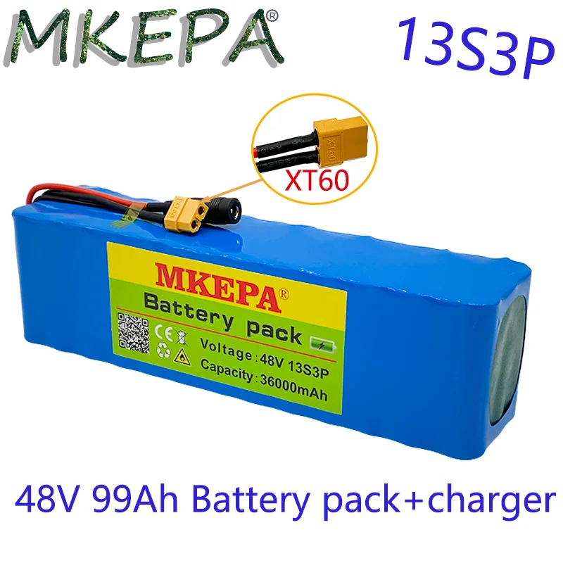 

13S3PHigh capacity 48v battery 48v 36Ah 1000w 13S3P Lithium ion Battery Pack For 54.6v E-bike Electric bicycle Scooter with BMS