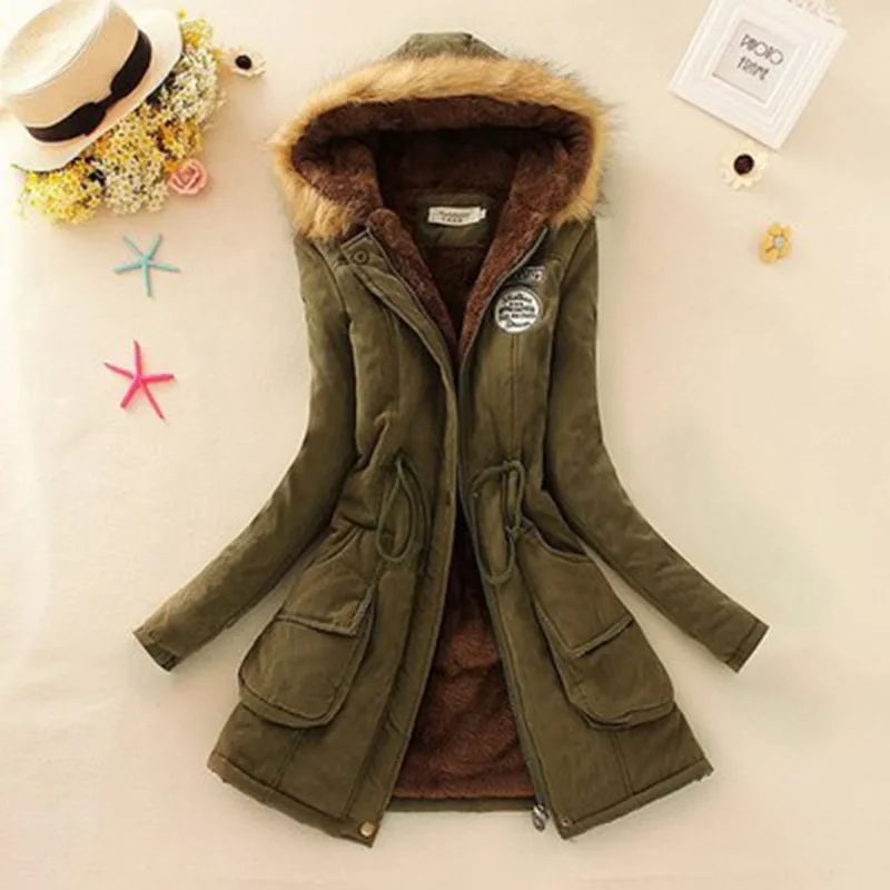 women winter coat European and American style new style ladies parka thick long-sleeved hooded cotton jacket