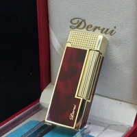derui bussiness gas lighter compact jet butane engraving metal gas ping bright sound cigarette lighter inflated no gas with box