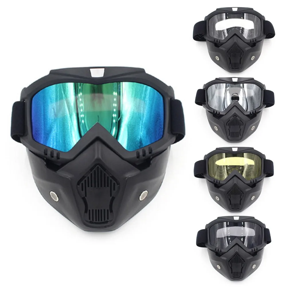 Unisex Ski Snowboard Masks Snowmobile Skiing Goggles Windproof Motocross Protective Glasses Safety Goggles With Mouth Filter