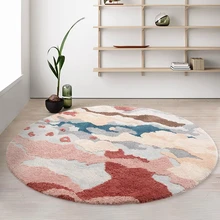 Round shaped 3D pattern 2cm thickness polyester floor mat in pink color , big size Nordic style living room decoration area rug Round shaped 3D pattern 2cm thickness polyester floor mat in pink color , big size Nordic style living room decoration area rug