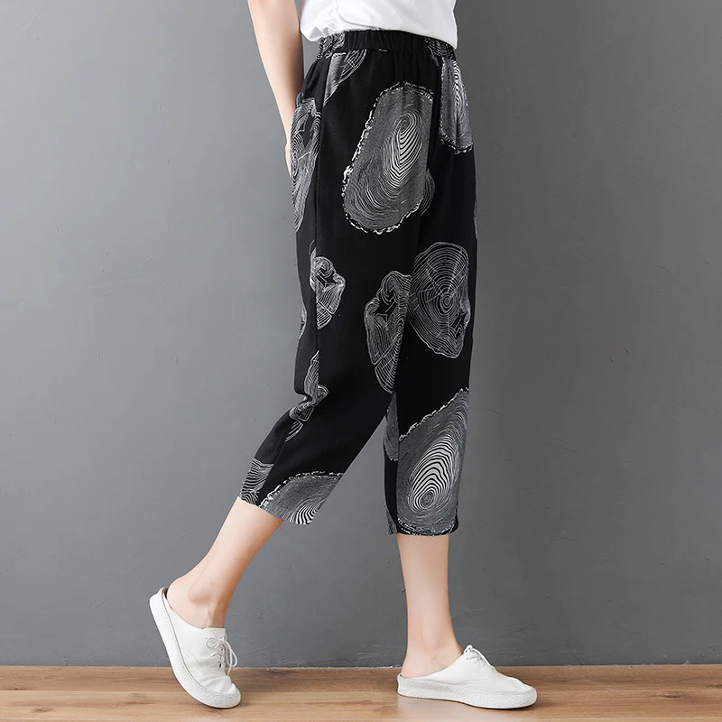 Женские брюки 2021 винтажные в горошек с принтом женские поясом на резинке модель