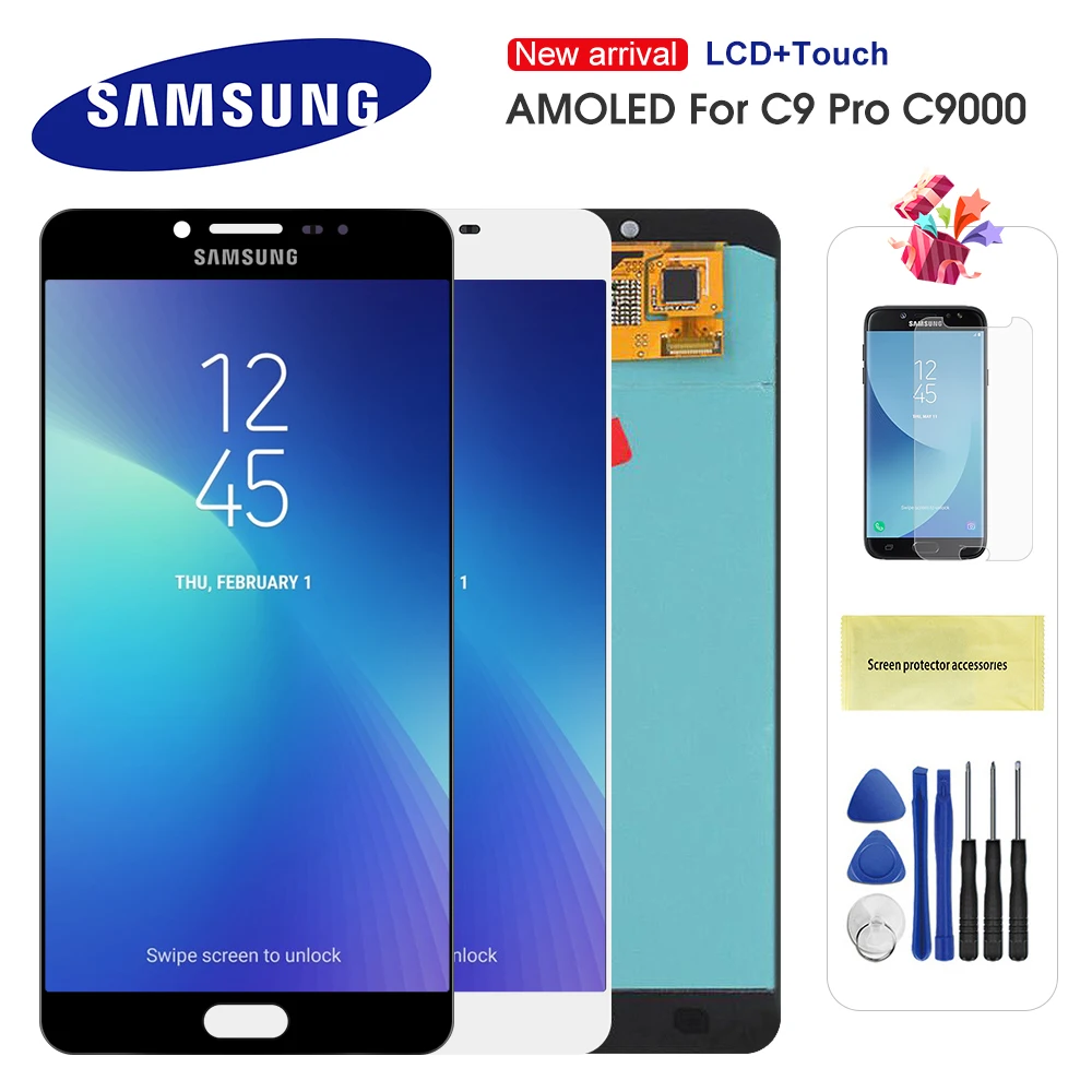 ЖК дисплей Super AMOLED для Samsung Galaxy C9 Pro C9000 с сенсорным экраном и дигитайзером в сборе