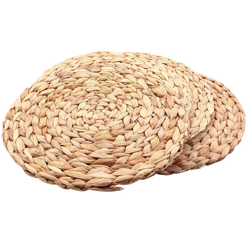 

HOT 4Pc Natural Water Gourd Woven Placemat Round Woven Rattan Table Mat Water Gourd Placemat Round Pad Woven Green Tropical Wedd