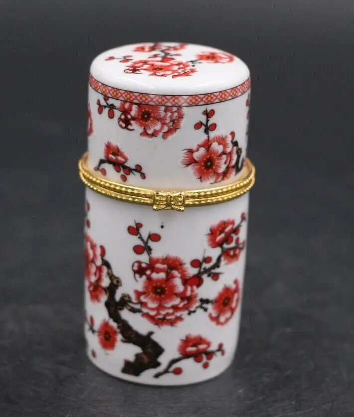 

Chinese Porcelain Plum Blossom Toothpick Box Holder Storage Lucky Jewelry Box