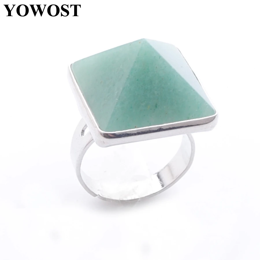 Кольца на палец из натурального камня в форме пирамиды рейки авантюрин модные