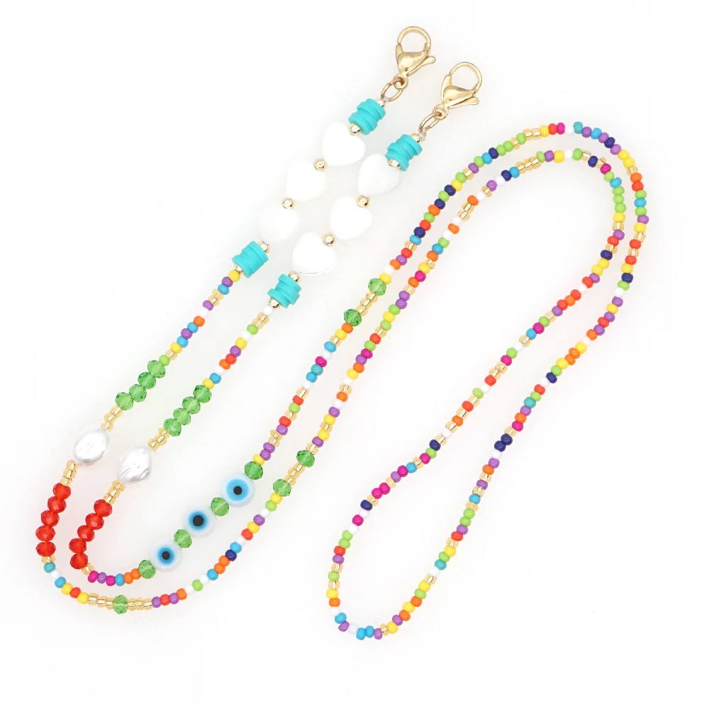 

Go2Boho Glasses Chain Sunglasses Chains Jewelry Women Neck Chain for Mask Colorful Beaded Lanyard Long Strap Evil Eye Necklace