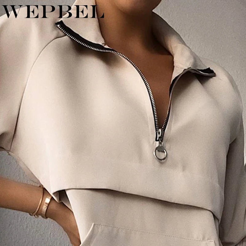 

WEPBEL Women Autumn Spring Sport Cargo Tracksuit Ladies Cargo Sweatpants Set Outfits + Pocket Turn Down Collar Zipper Sweatshirt