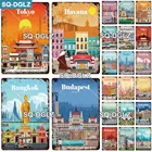 SQ-DGLZ металлический знак города, винтажный металлическая табличка декор для паба, бара, Настенный декор, жестяной знак, ТайландРимТокиоГавана, постер, подарок