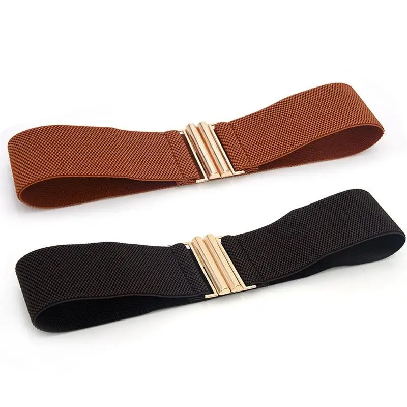 

New Fashion Women Lady's Wide Elastic Belt Leather Belt Buckle Waistband Stretchy Women Waist Belt Dress Adornment Waistband