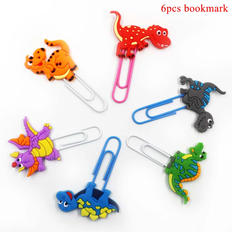 6pcs Bookmark Реквизит Динозавр для вечеринки брелок для ключей динозавры кольцо браслеты ожерелья украшения для дня рождения подарок для детей Детские вечерние сувениры для душа - Цвет: 6pcs Bookmark