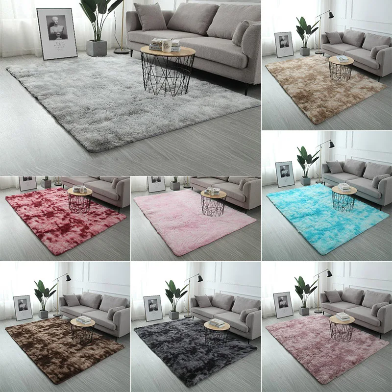 Новый градиентный ковер длинный пушистый коврик для спальни плюшевый гостиной