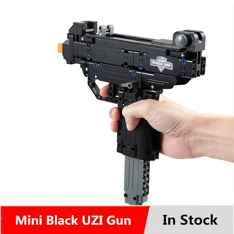 Конструктор сделай сам из 359 блоков Военная серия мини пулемет UZI техническая