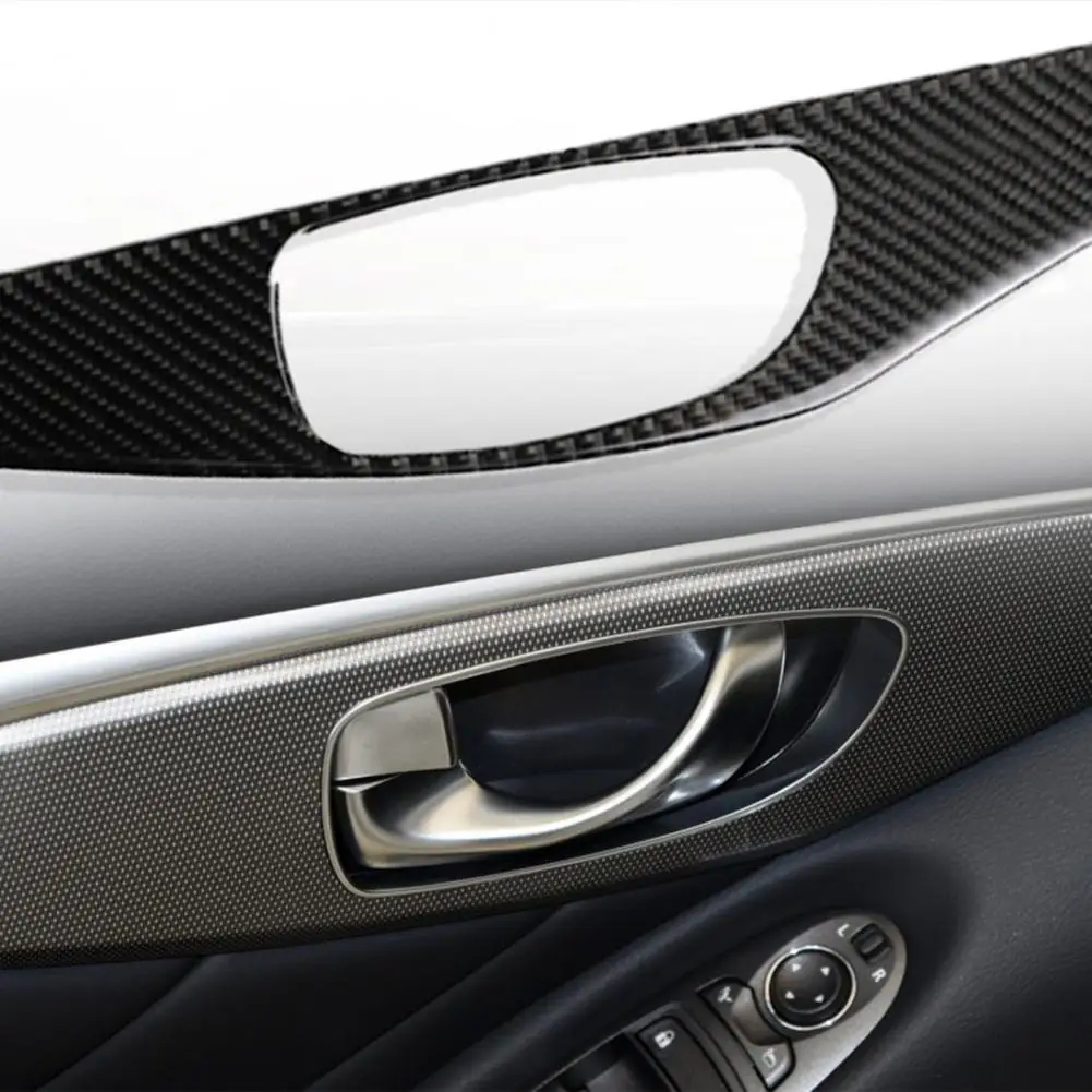 

80% хит продаж! 4 шт., внутренняя ручка из углеродного волокна для автомобильной двери, внутренняя панель, внутренняя крышка, отделка для Infiniti ...