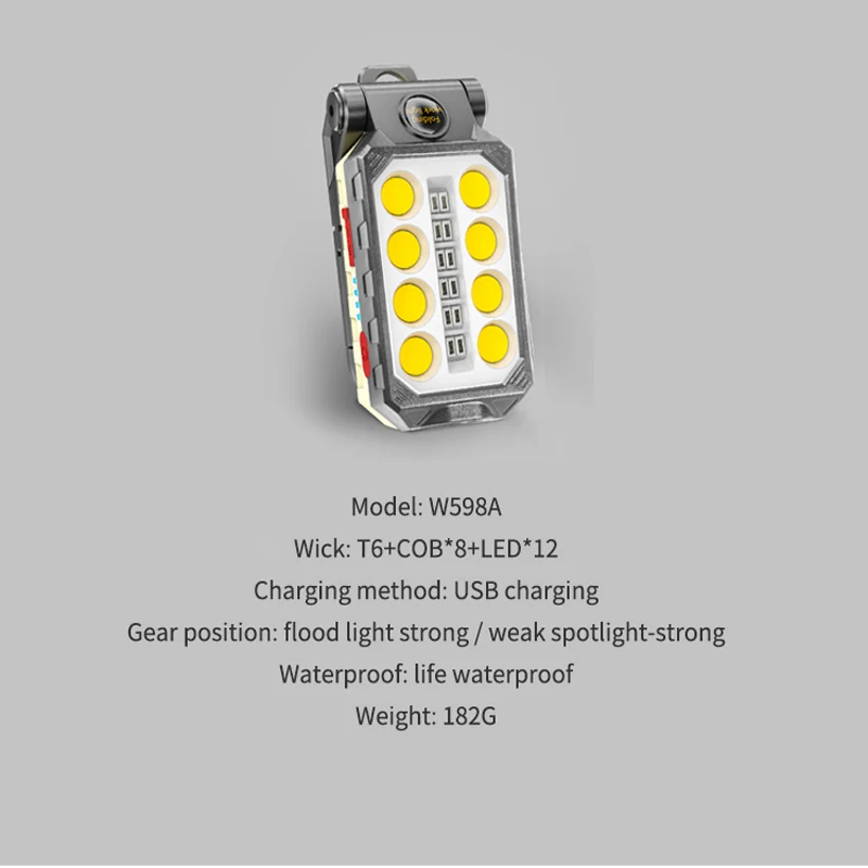 Preço Multifuncional Cob Luz De Trabalho Usb Recarregável Led Lanterna 180 Graus Ajustável Portátil Inferior ímã Design Acampamento Luz