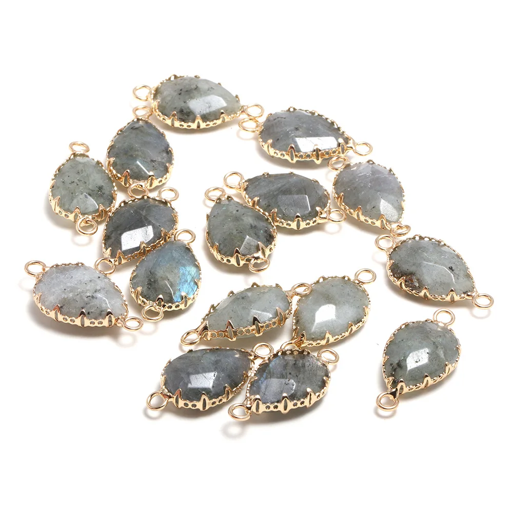 

2020 Drop-Shaped Faceted Flash Labradorite Lace Connector For Jewelry Making Bracelets Craft Accessories For Women Size 13x26mm