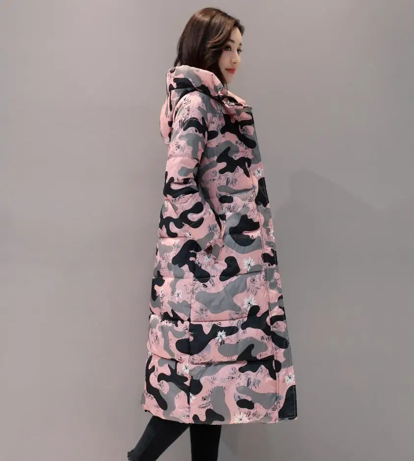 Camouflage pink SWREDMI зимняя куртка для женщин зимняя куртка женская камуфляжная зимняя куртка Женская Толстая теплая длинная парка с капюшоном женская уличная куртка зимняя одежда - Цвет: Camouflage pink