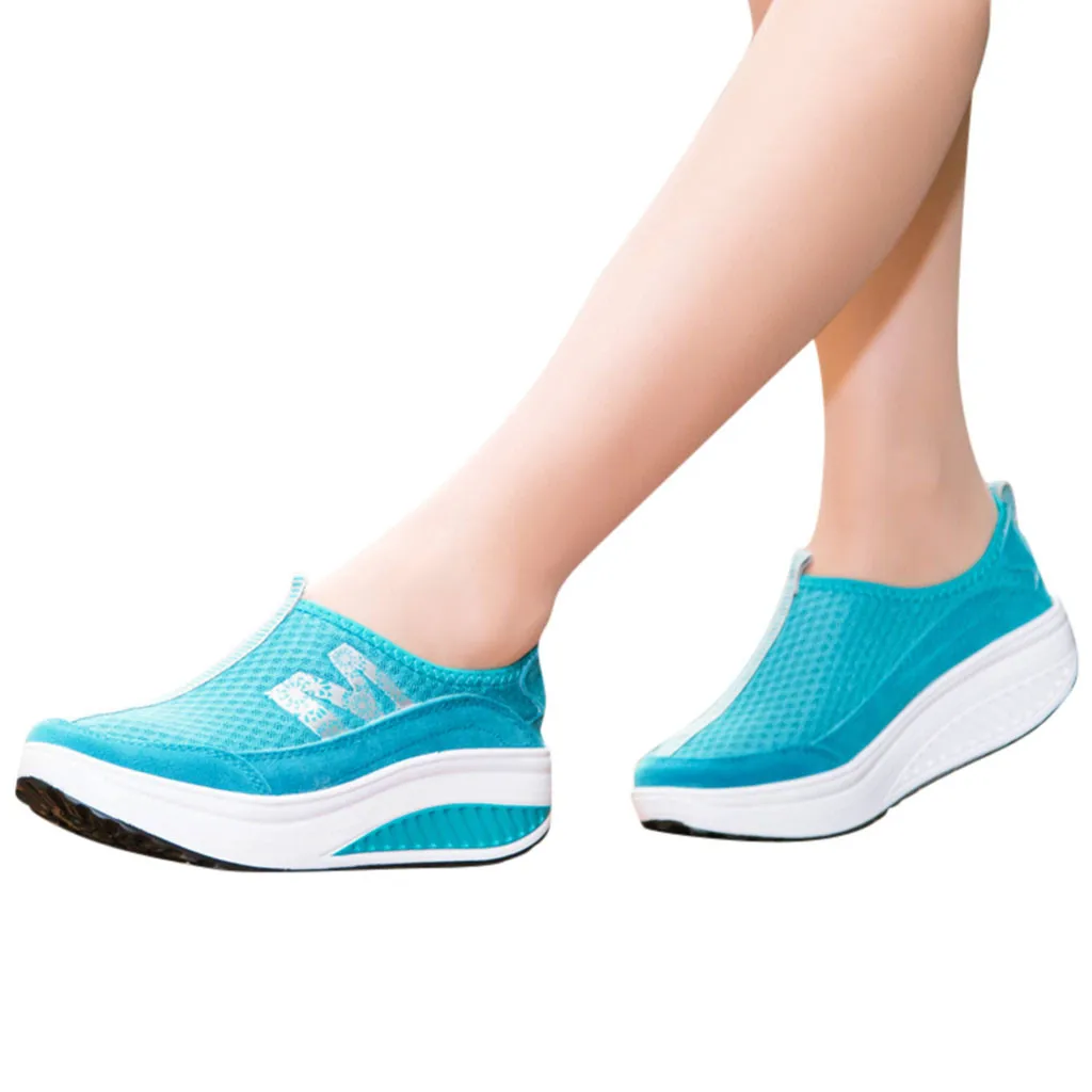 

Spring Autumn New Women's Fashion Sneakers Casual Mesh Lace-Up Breathable Wedges Sport Running Sneakers Shake Shoes soft A50