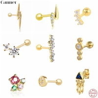canner 1pcs pendientes plata 925 earrings for women stud earings geometric cz earings helix cartilage piercing fine jewelry w5
