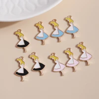10pcs 1323mm mini cartoon maid charms diy for necklaces pendants earrings making cute enamel girl charms jewelry findings