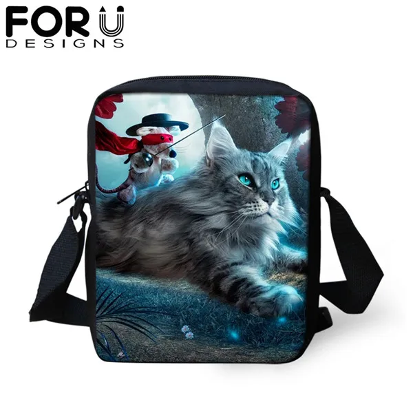 FORUDESIGNS/сумка-мессенджер с мультяшным готическим котом для девочки-подростка, новинка, сумка на плечо для женщин и детей, мини-сумка через плечо, кошелек - Цвет: CDGX1414E