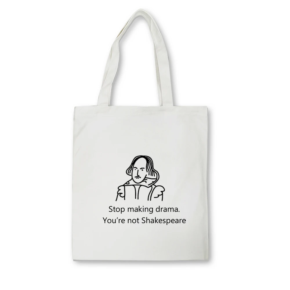 Холщовая Сумка тоут с надписью Stop Making Drama хлопчатобумажная для покупок школьных