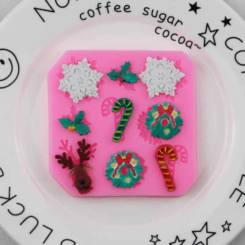 

Рождественский венок, снежинка, помадка, силиконовая форма для украшения торта, фотоформа