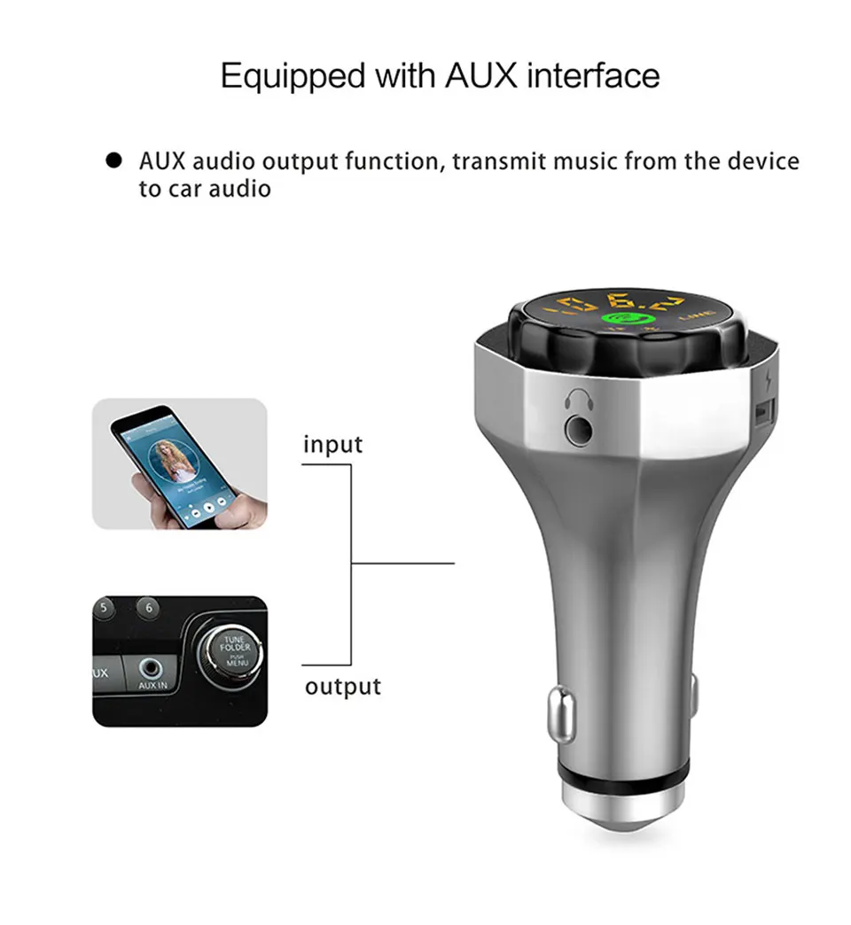 Беспроводной Bluetooth Hands-free Bluetooth автомобильный комплект fm-передатчик MP3 аудио плеер Поддержка U диск TF карта автомобильное зарядное устройство