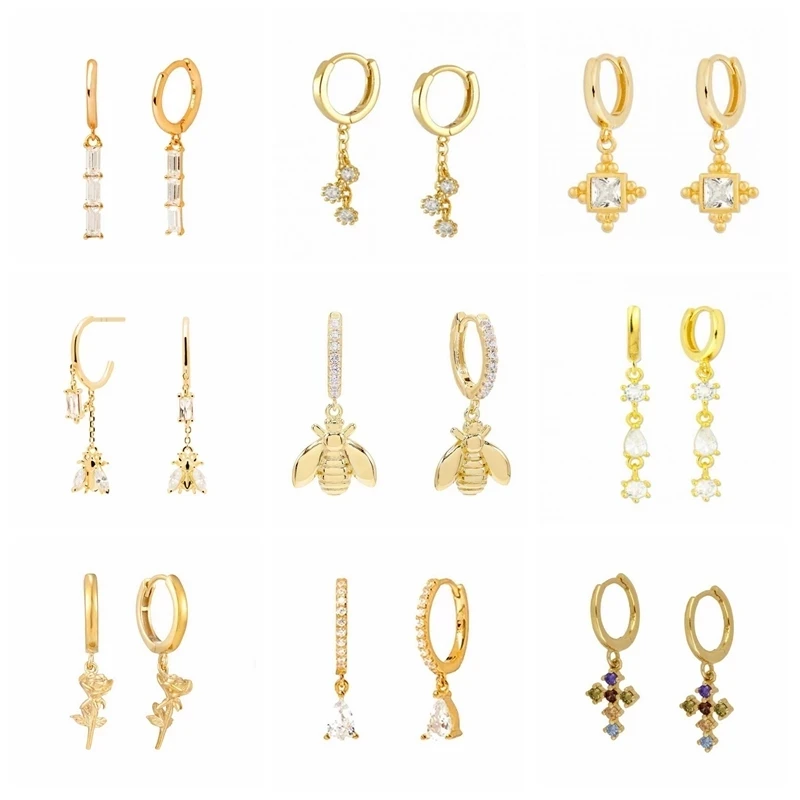 

Серьги-кольца с подвеской в виде пчелы и цветком