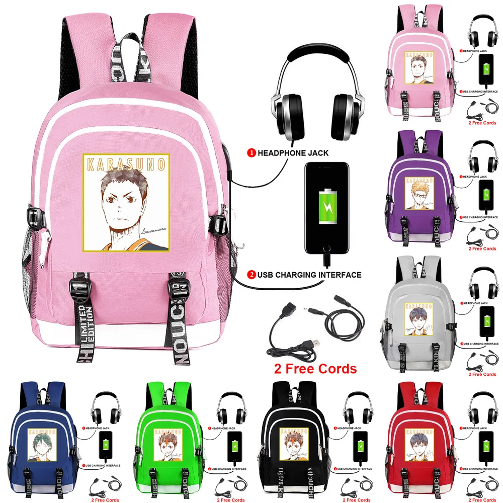 

Аниме Haikyuu Karasuno сумка для книг Hinata Shoyo школьные сумки для девочек рюкзак для путешествий розовые кавайные сумки через плечо с кроликом