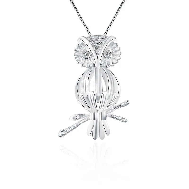 

CLUCI Silver 925 Fashion Women Zircon Pendant Jewelry 925 Sterling Silver Pendant Charms Owl Shaped Pearl Pendant Locket SC035SB