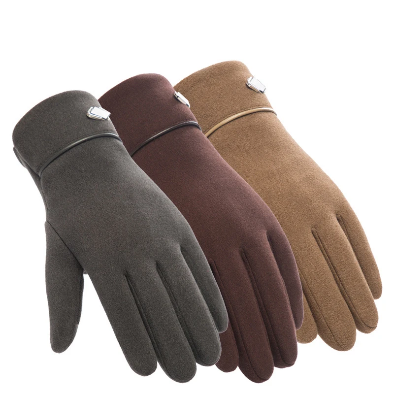 Winter Man Keep Warm Touch Screen Plus Velvet Inside Thin Section Outdoor Cycling Windproof Elasticity Non Slip Fashion Gloves