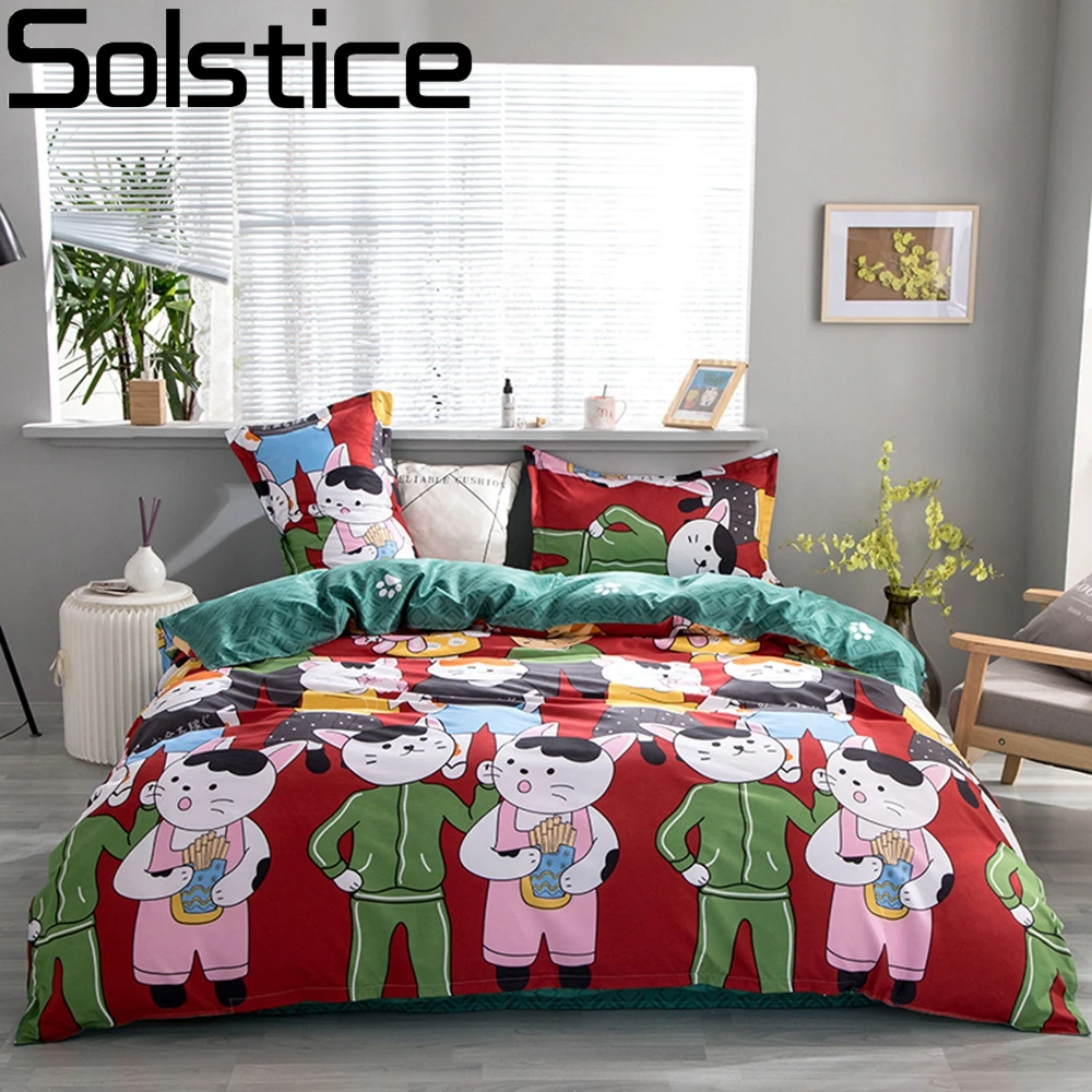 Комплект постельного белья Solstice с мультяшным рисунком в полоску клетку цветами