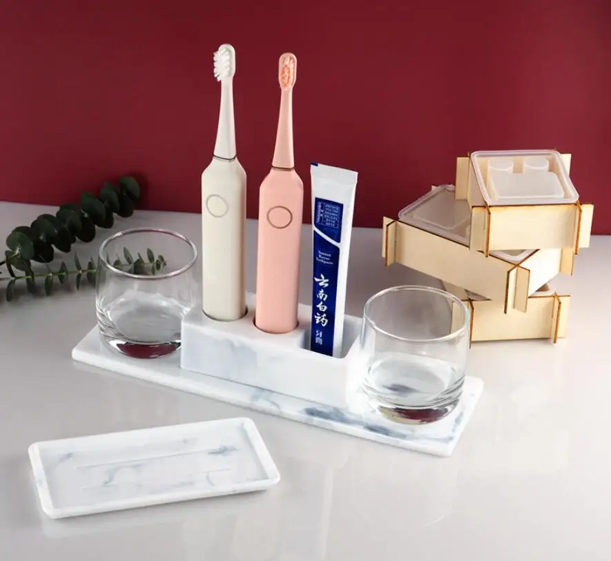

DIY Electric Toothbrush Razor Holder Resin Mold Bathroom Organizer Toothbrush Holder Trays Resin Casting Mold Art Crafts