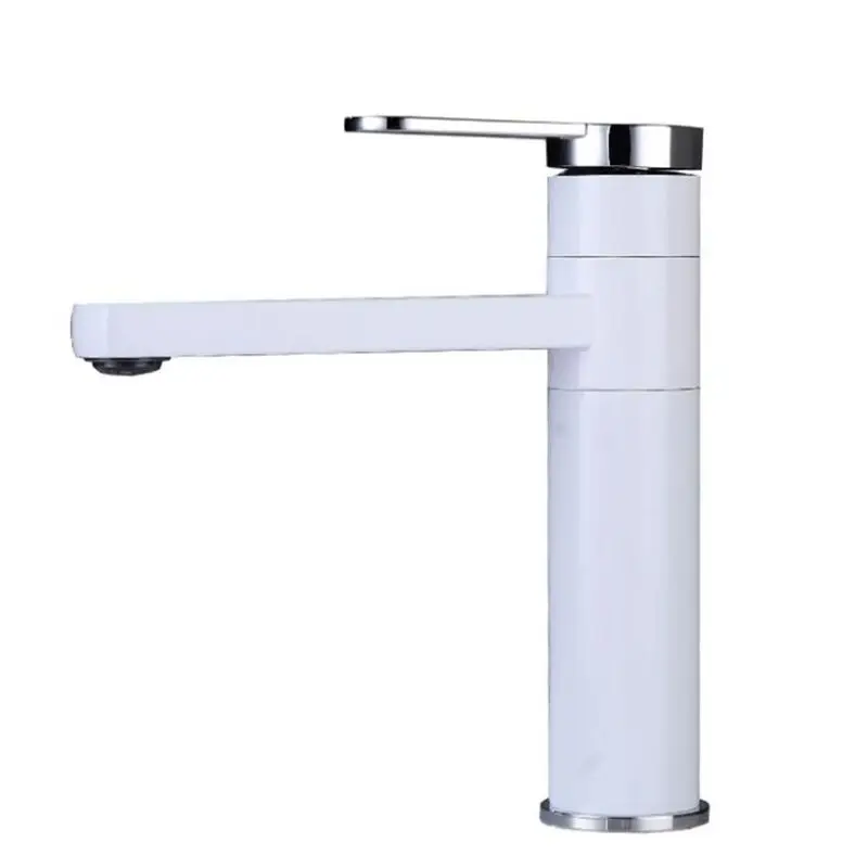 Горячий Холодный Смеситель белый кран Черный для раковины ванной комнаты на