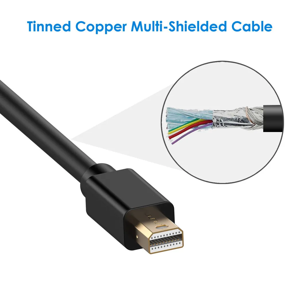 Mini Display port (Mini DP) дви кабель Thunderbolt порт совместимый черный 3 метра F826 | Компьютеры и
