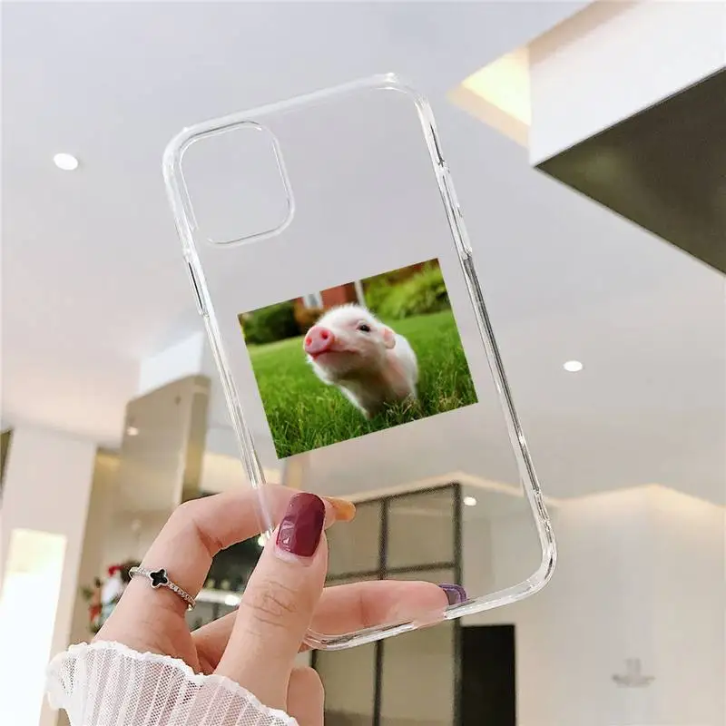 

Cute Little Pink Pet Pig Phone Case Transparent for iPhone 11 12 mini pro XS MAX 8 7 6 6S Plus X 5S SE 2020 XR