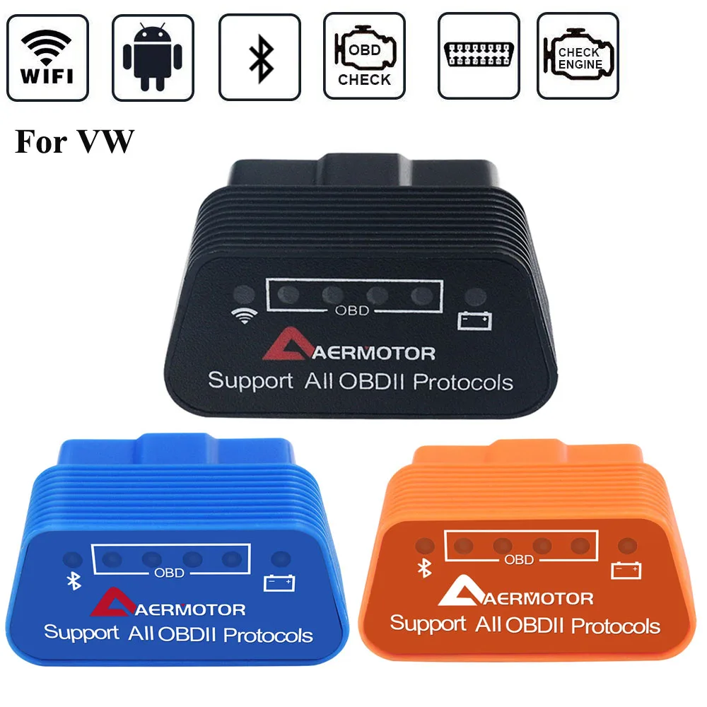 Сканер OBD2 с Bluetooth Wi-Fi ELM327 для Volkswagen VW Passat B6 B7 B8 B5.5 Golf Jetta Tiguan CC автомобильный