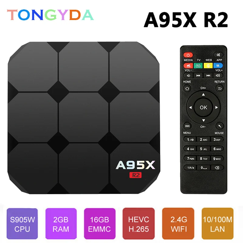 ТВ приставка Android 7 1 A95X R2 Amlogic S905W четырехъядерный 2 ГБ DDR3 16 Гб rom телеприставка 4 ГГц