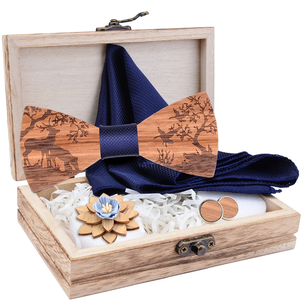 Деревянный галстук-бабочка носовой платок запонки наборы брошей для жениха