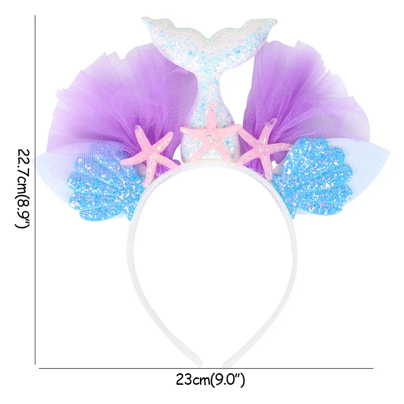 Headband Set 6 WEIGAO, вечерние ободки в виде короны Русалочки, головной убор в виде хвоста Русалочки, реквизит для фотосессии для девочек на первый день рождения, аксессуары для волос в виде Русалочки - Цвет: Headband Set 6