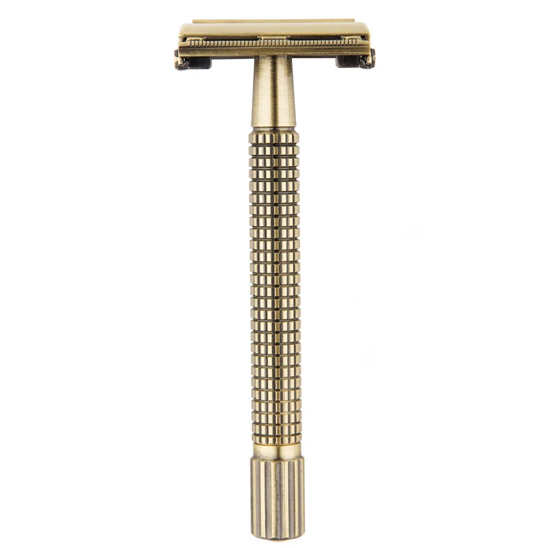 11.5 cm Long Handle Men Shaving Double Edge Safety Razors Classic Bronze Chrome Copper Butterfly Shaver